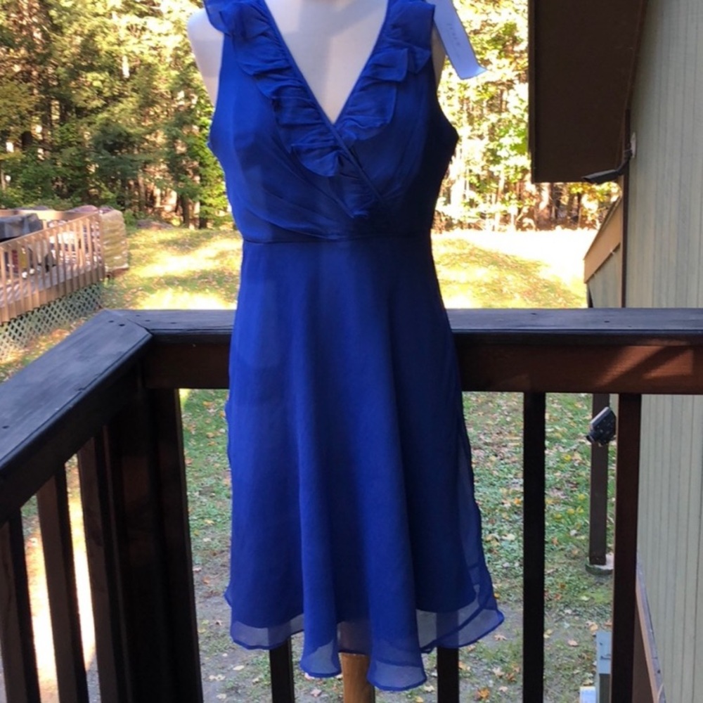 J. Crew Blue Sleeveless V-Neck Mini Dress for Cocktail